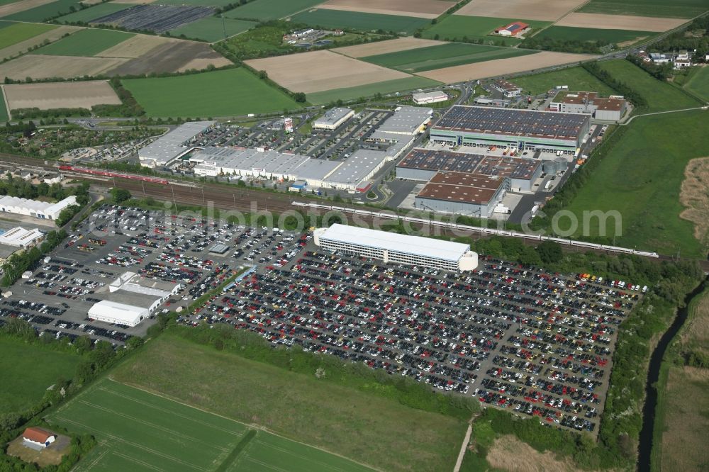 Aerial photograph Groß-Gerau - Parking space for a car depot in Gross - Gerau in the state of Hesse