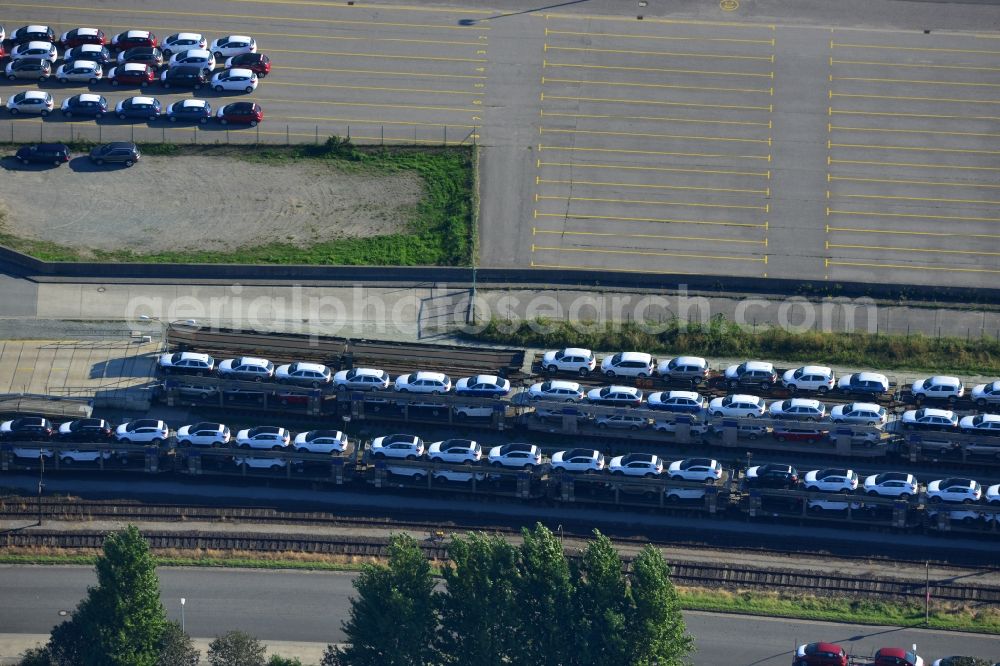 Aerial image Cuxhaven - Vehicle loading dock in the harbor and coastal areas on America harbor in Cuxhaven in Lower Saxony