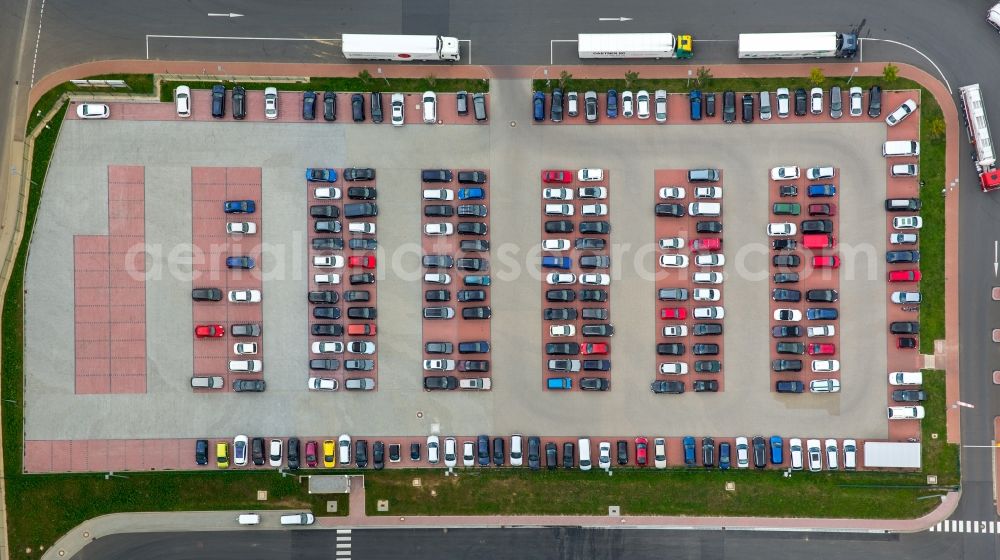 Aerial image Übach-Palenberg - Automobile and automotive parking- area in Uebach-Palenberg in the state North Rhine-Westphalia