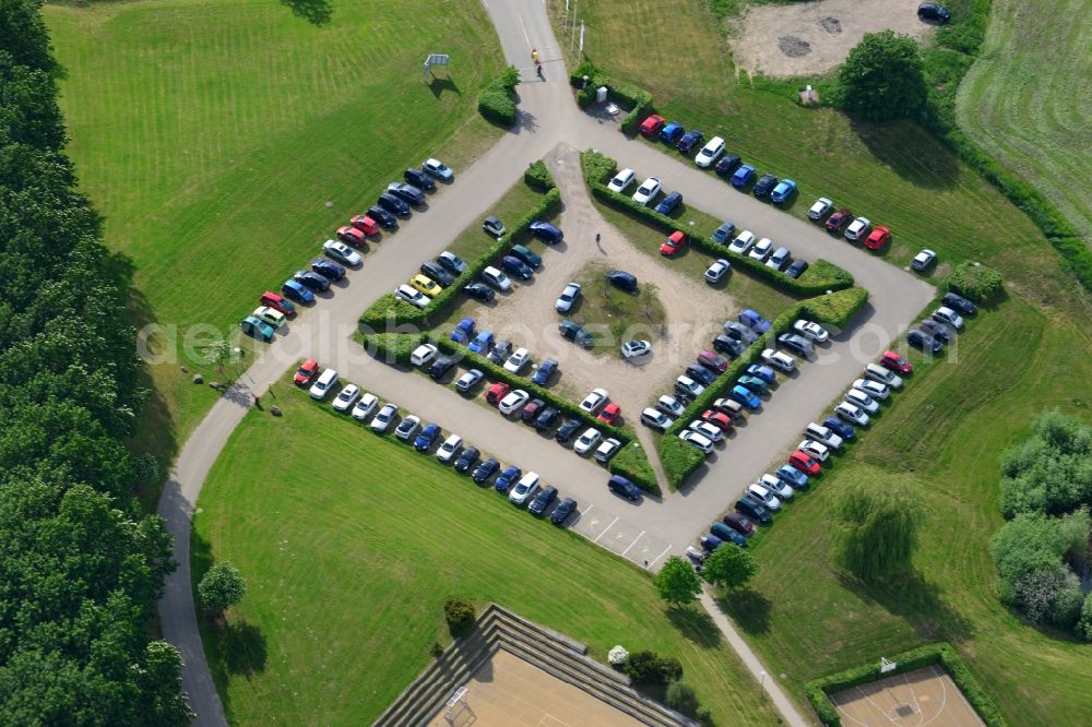 Schwerin from above - Automobile and automotive parking- area in Schwerin in the state Mecklenburg - Western Pomerania