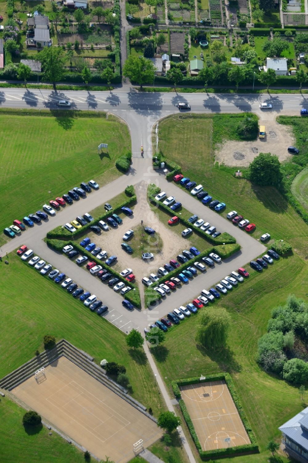 Aerial image Schwerin - Automobile and automotive parking- area in Schwerin in the state Mecklenburg - Western Pomerania