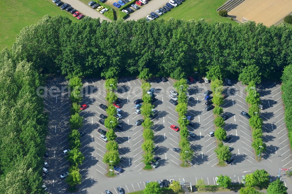 Schwerin from above - Automobile and automotive parking- area in Schwerin in the state Mecklenburg - Western Pomerania