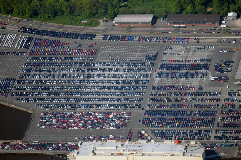 Bremen from above - Car loading at West Pier in Bremen