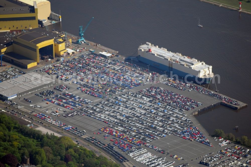 Aerial photograph Bremen - Car loading at West Pier in Bremen