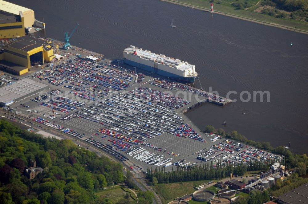 Bremen from above - Car loading at West Pier in Bremen