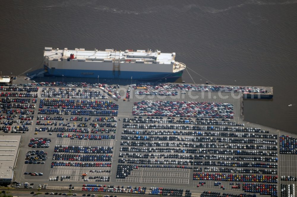 Aerial image Bremen - Car loading at West Pier in Bremen