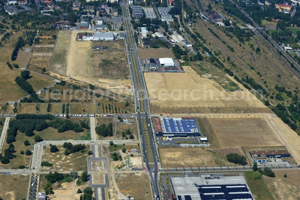 Aerial photograph Berlin - Area plan for the expansion of Europe in the industrial park area at the site of the former Johannisthal airfield at Gross-Berliner Damm in Berlin