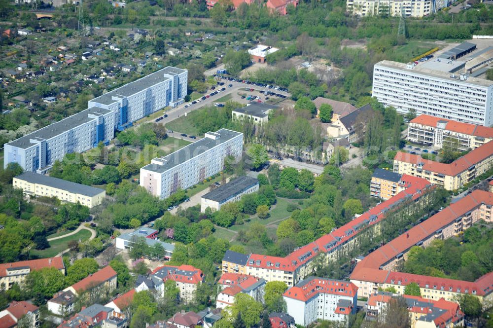 Berlin-Lichtenberg from the bird's eye view: Areal der Planungsfläche der NCC Deutschland am Wohngebiet Aristotelessteig 14-16 in 10318 Berlin-Lichtenberg. Area of the planning area of the NCC Germany on residential Aristotelessteig 14-16 in 10318 Berlin-Lichtenberg.