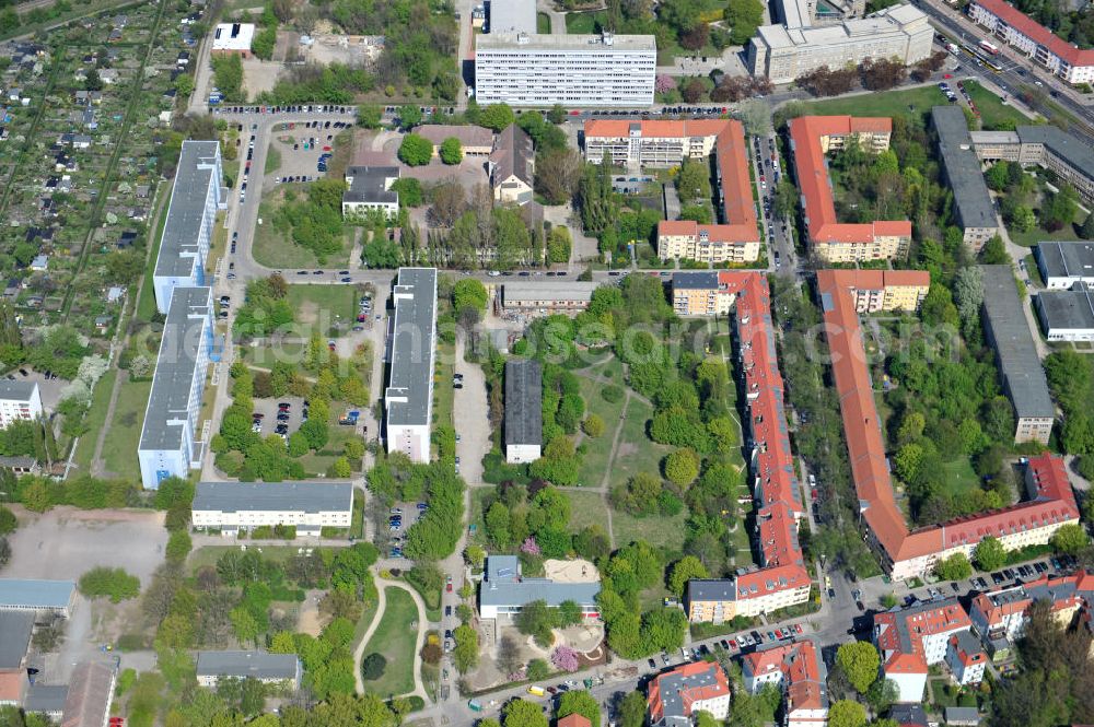 Berlin-Lichtenberg from above - Areal der Planungsfläche der NCC Deutschland am Wohngebiet Aristotelessteig 14-16 in 10318 Berlin-Lichtenberg. Area of the planning area of the NCC Germany on residential Aristotelessteig 14-16 in 10318 Berlin-Lichtenberg.