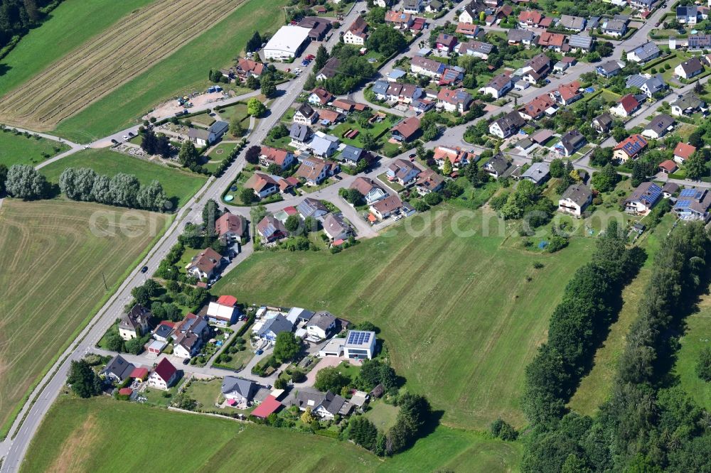 Schopfheim from the bird's eye view: Construction site to build a new residential area Stalten in the district Langenau in Schopfheim in the state Baden-Wurttemberg, Germany