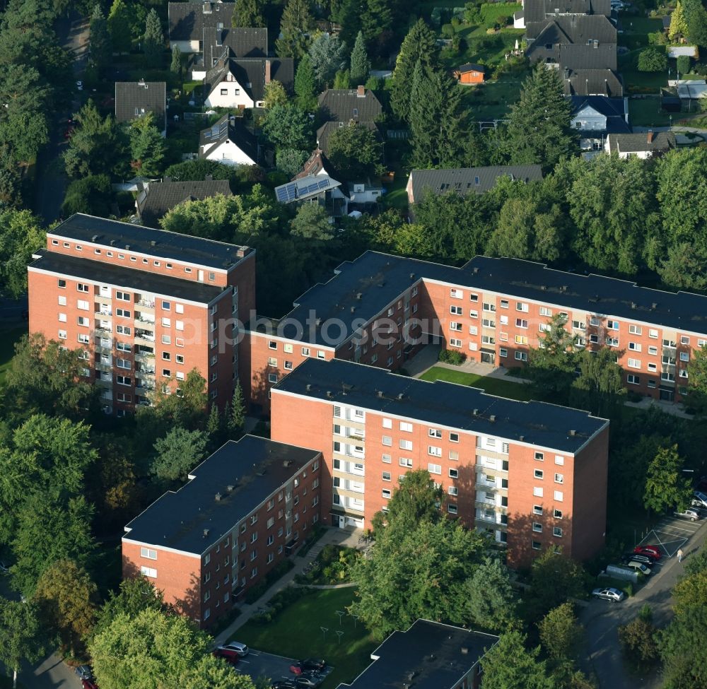 Aerial photograph Hamburg - Skyscrapers in the residential area of industrially manufactured settlement am Engelbrechtweg in Hamburg