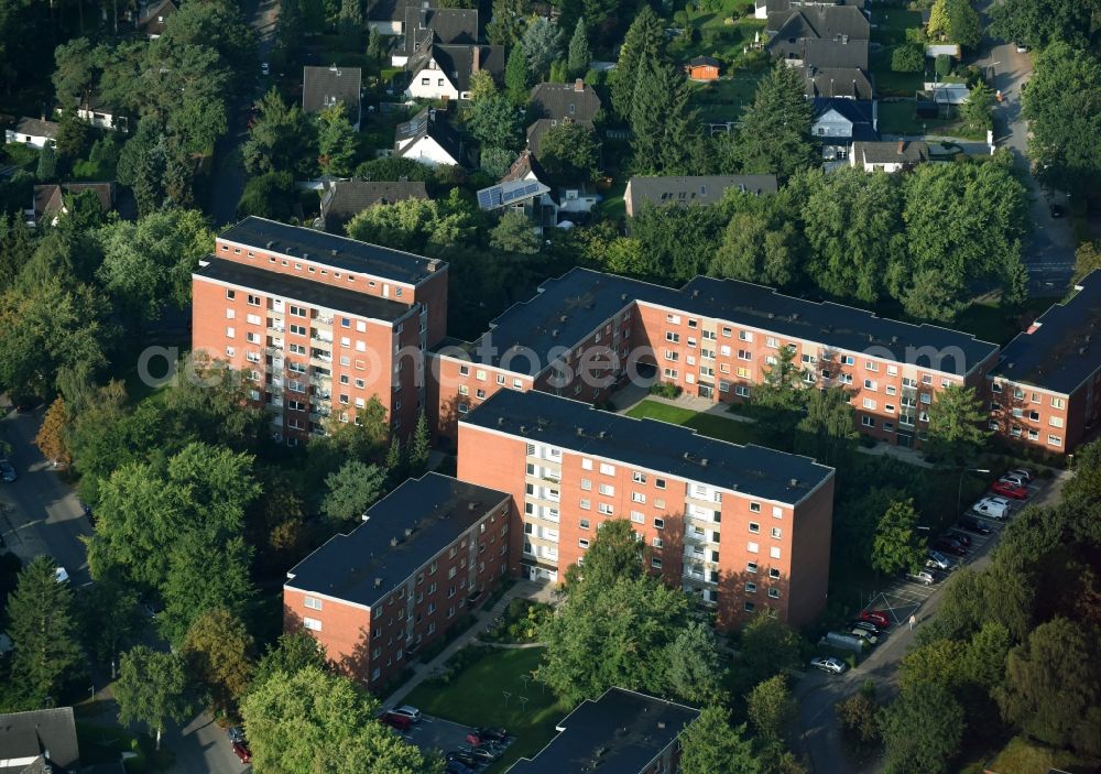 Hamburg from above - Skyscrapers in the residential area of industrially manufactured settlement am Engelbrechtweg in Hamburg