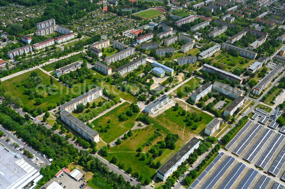 Köthen (Anhalt) from above - Residential area of industrially manufactured settlement in Koethen (Anhalt) in the state Saxony-Anhalt, Germany