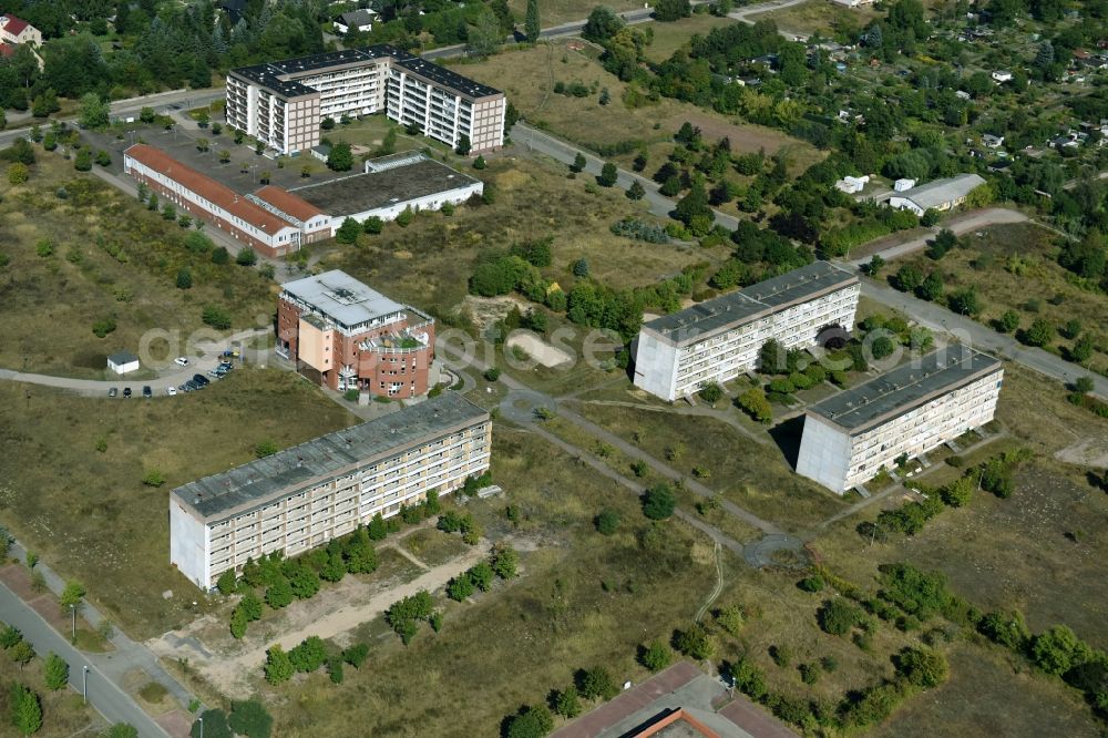 Stendal from above - Skyscrapers in the residential area of industrially manufactured settlement an der Lemgoer Strasse in Stendal in the state Saxony-Anhalt