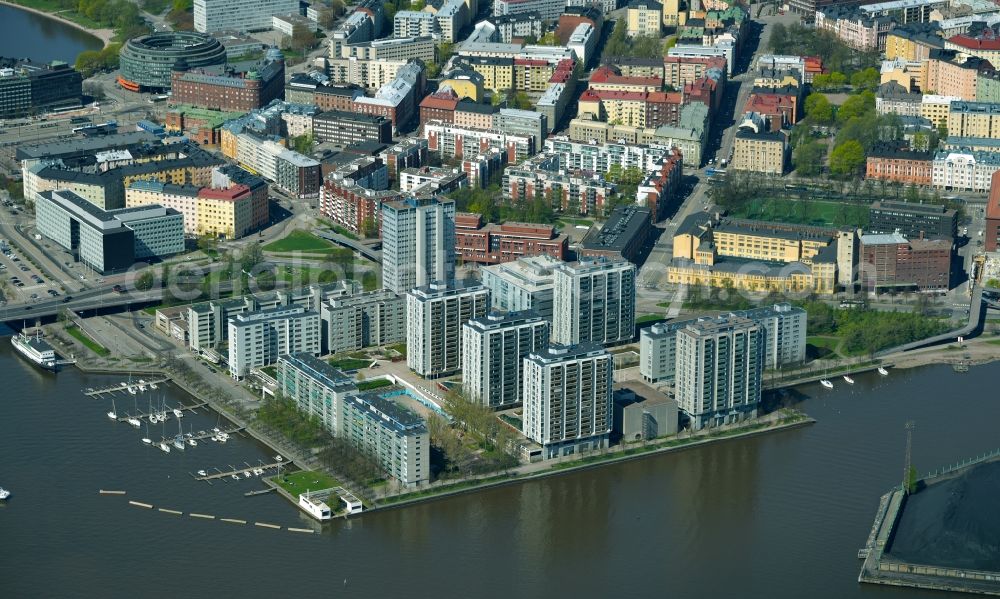 Aerial photograph Helsinki - Helsingfors - Skyscrapers in the residential area of industrially manufactured settlement Merihaka in Helsinki - Helsingfors in Finland