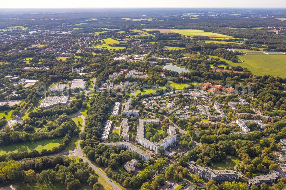 Dorsten from above - Residential area of industrially manufactured settlement on street Barkenberger Allee - Wittenberger Damm in the district Barkenberg in Dorsten at Ruhrgebiet in the state North Rhine-Westphalia, Germany