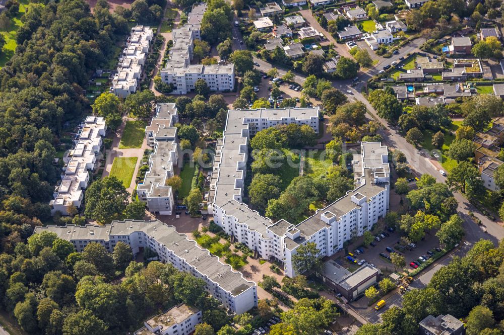 Dorsten from the bird's eye view: Residential area of industrially manufactured settlement on street Barkenberger Allee - Wittenberger Damm in the district Barkenberg in Dorsten at Ruhrgebiet in the state North Rhine-Westphalia, Germany