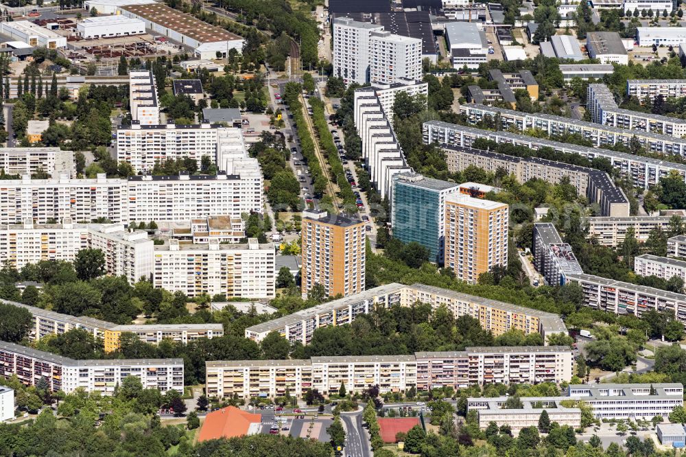 Aerial image Dresden - Residential area of industrially manufactured settlement in the district Prohlis in Dresden in the state Saxony, Germany