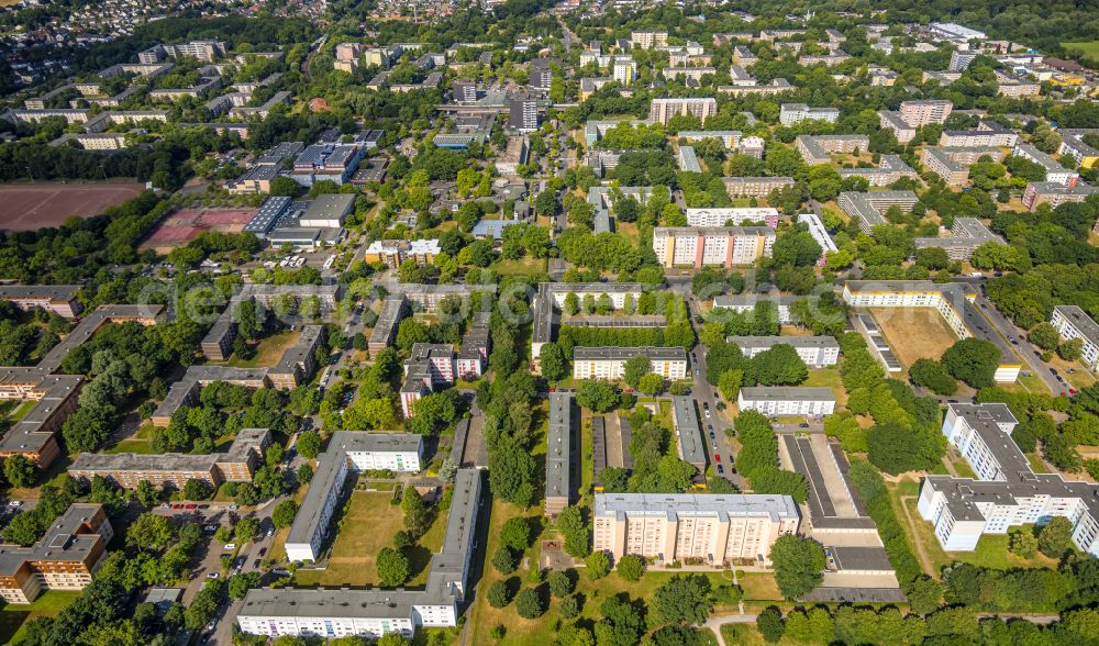 Aerial image Dortmund - Skyscrapers in the residential area of industrially manufactured settlement in the district Scharnhorst-Ost in Dortmund at Ruhrgebiet in the state North Rhine-Westphalia, Germany