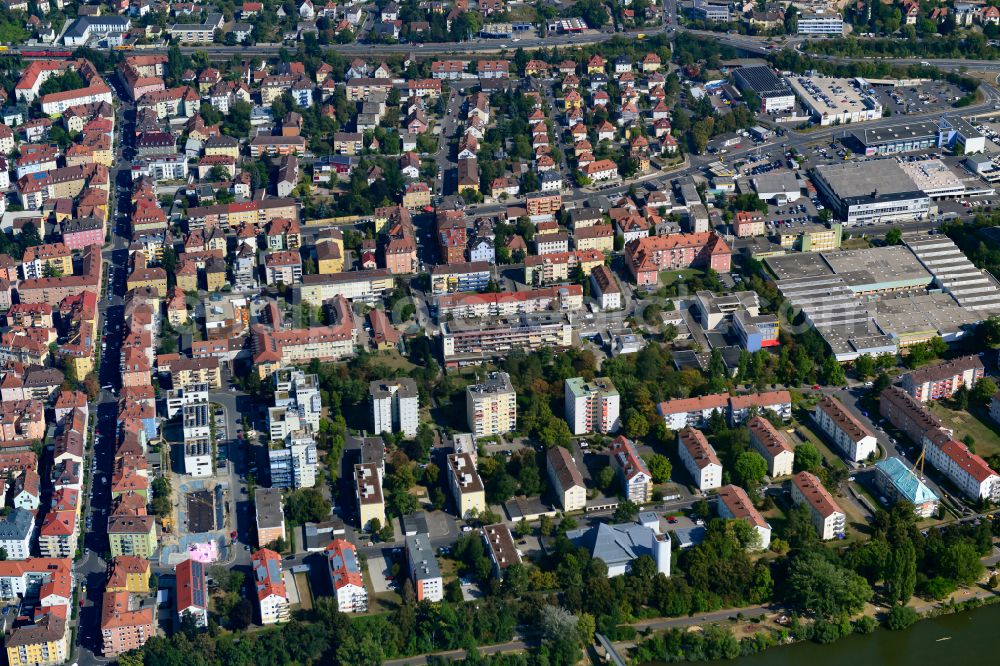 Aerial photograph Sanderau - Residential area of industrially manufactured settlement in Sanderau in the state Bavaria, Germany