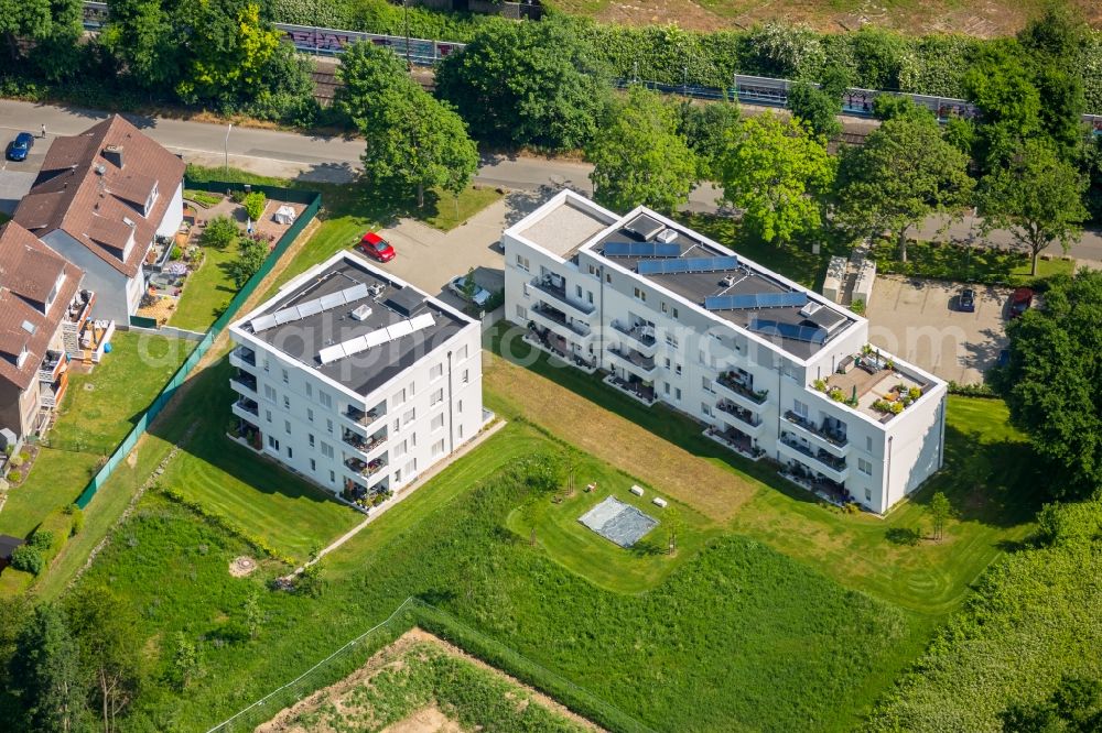 Aerial image Bochum - Skyscrapers in the residential area of industrially manufactured settlement on Stephanstrasse in Bochum in the state North Rhine-Westphalia, Germany