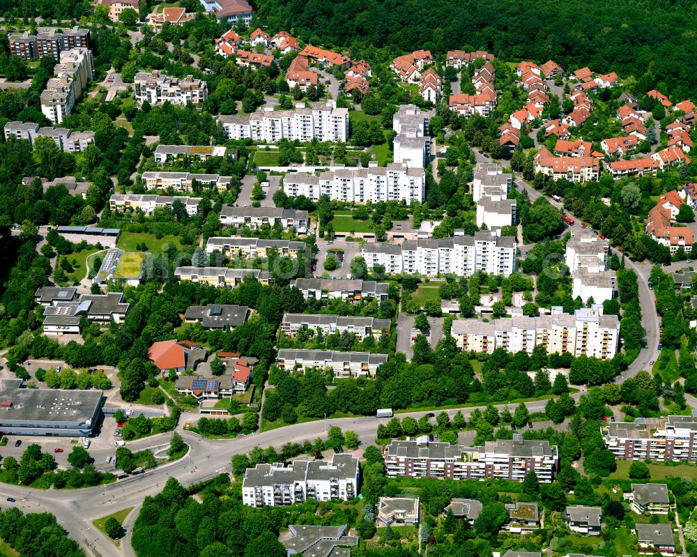 Tübingen from above - Residential area of industrially manufactured settlement in Tübingen in the state Baden-Wuerttemberg, Germany