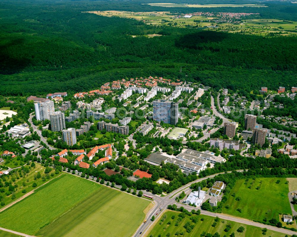 Aerial image Tübingen - Residential area of industrially manufactured settlement in Tübingen in the state Baden-Wuerttemberg, Germany