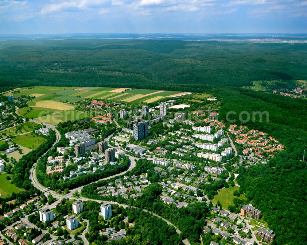 Tübingen from above - Residential area of industrially manufactured settlement in Tübingen in the state Baden-Wuerttemberg, Germany