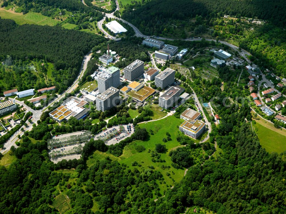 Tübingen from above - Residential area of industrially manufactured settlement in Tübingen in the state Baden-Wuerttemberg, Germany