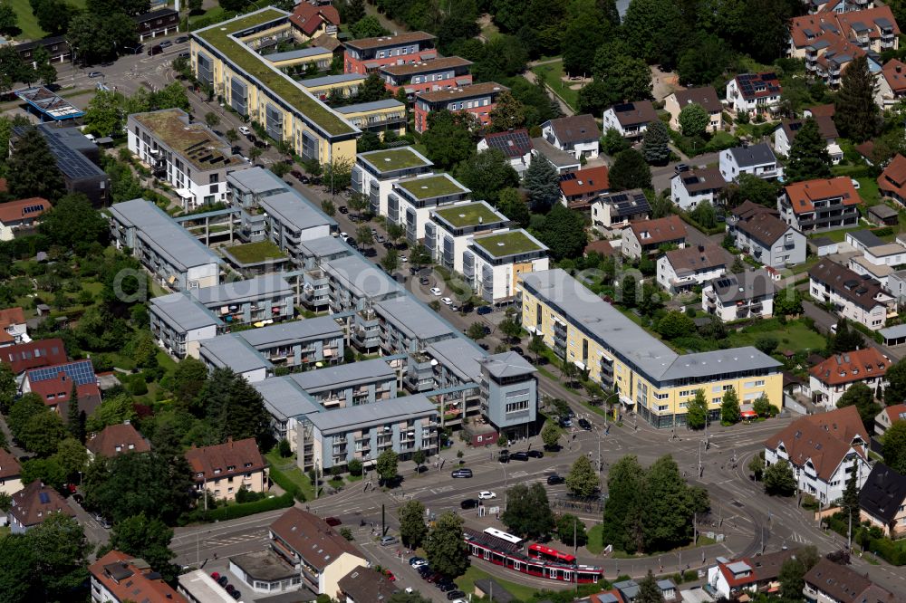 Waldsee from the bird's eye view: Residential area of industrially manufactured settlement in Waldsee in the state Baden-Wuerttemberg, Germany