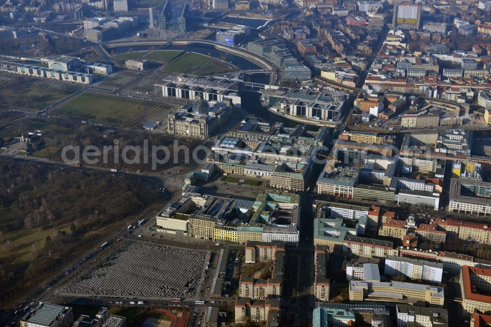 Berlin Mitte from the bird's eye view: Plates construction multi-family buildings on Wilhelmstrasse in Mitte in Berlin