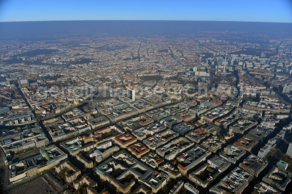 Berlin Mitte from above - Plates construction multi-family buildings on Wilhelmstrasse in Mitte in Berlin