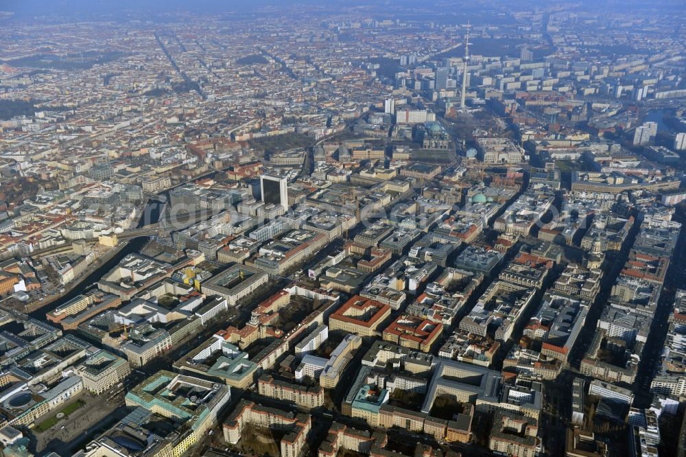 Berlin Mitte from above - Plates construction multi-family buildings on Wilhelmstrasse in Mitte in Berlin