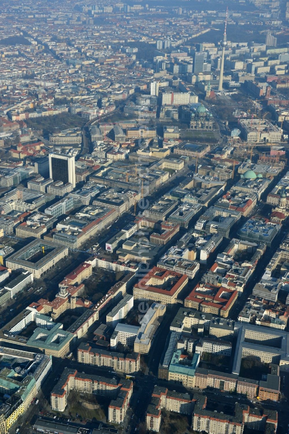 Berlin Mitte from the bird's eye view: Plates construction multi-family buildings on Wilhelmstrasse in Mitte in Berlin