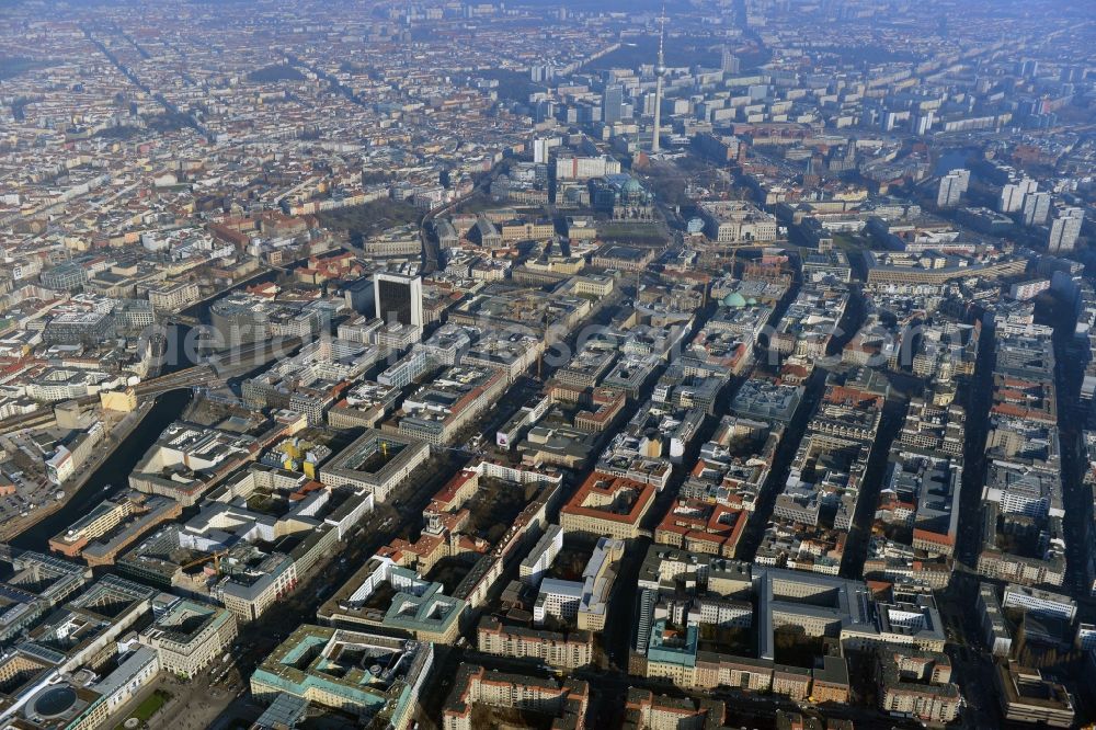 Aerial image Berlin Mitte - Plates construction multi-family buildings on Wilhelmstrasse in Mitte in Berlin