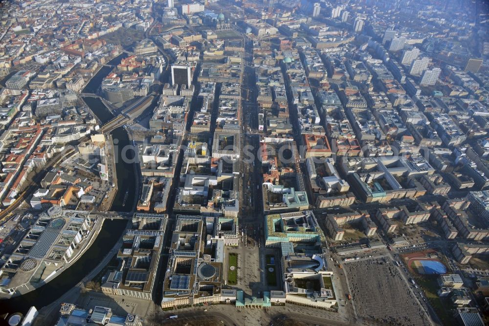 Berlin Mitte from the bird's eye view: Plates construction multi-family buildings on Wilhelmstrasse in Mitte in Berlin