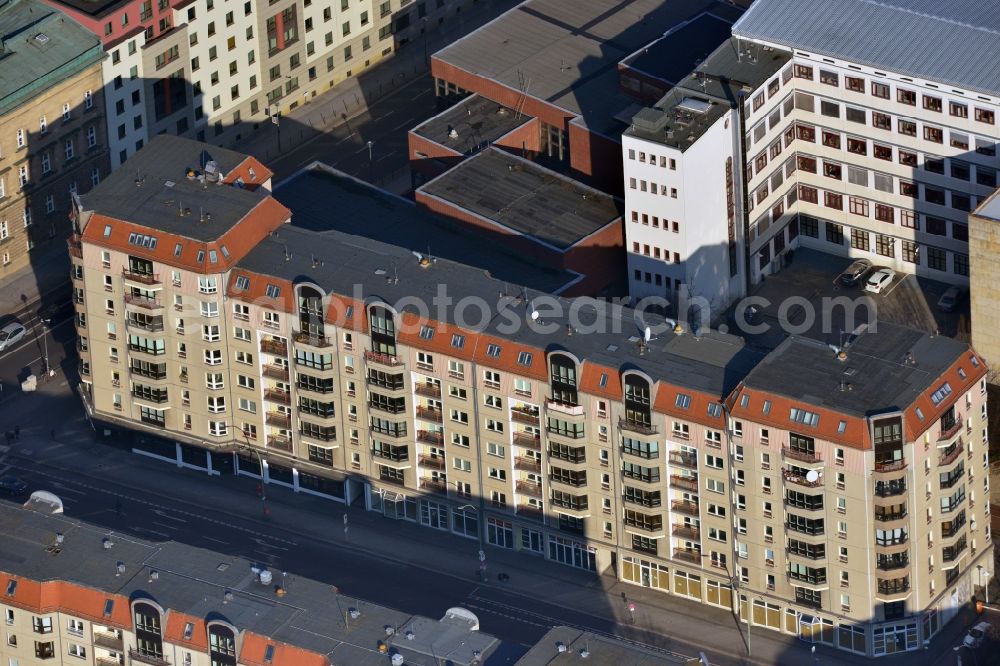 Berlin Mitte from above - Plates construction multi-family buildings on Wilhelmstrasse in Mitte in Berlin