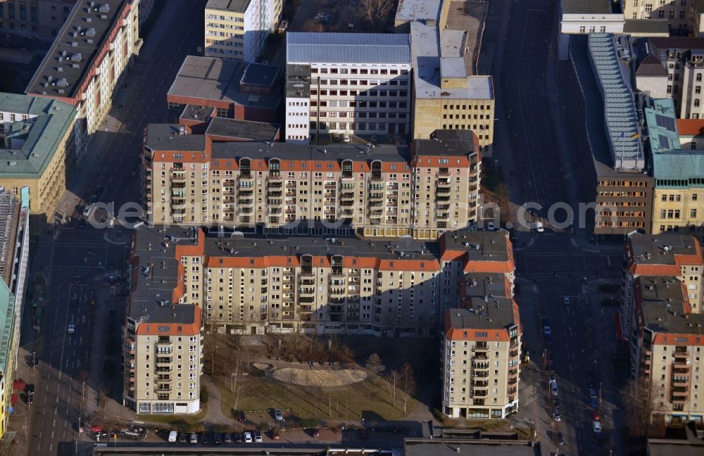 Berlin Mitte from the bird's eye view: Plates construction multi-family buildings on Wilhelmstrasse in Mitte in Berlin