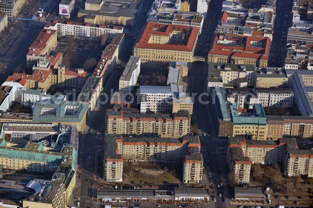 Aerial image Berlin Mitte - Plates construction multi-family buildings on Wilhelmstrasse in Mitte in Berlin