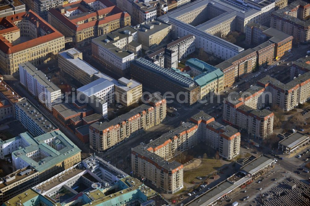 Aerial image Berlin Mitte - Plates construction multi-family buildings on Wilhelmstrasse in Mitte in Berlin