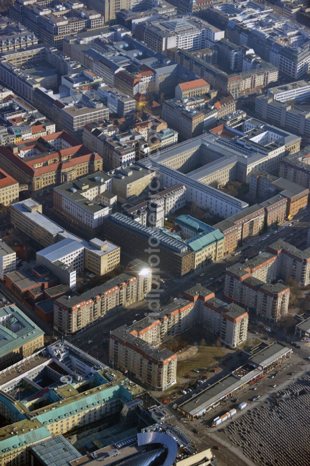 Aerial photograph Berlin Mitte - Plates construction multi-family buildings on Wilhelmstrasse in Mitte in Berlin