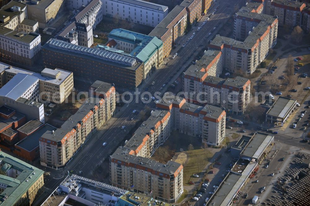 Berlin Mitte from above - Plates construction multi-family buildings on Wilhelmstrasse in Mitte in Berlin