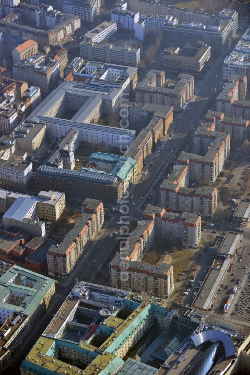 Aerial image Berlin Mitte - Plates construction multi-family buildings on Wilhelmstrasse in Mitte in Berlin