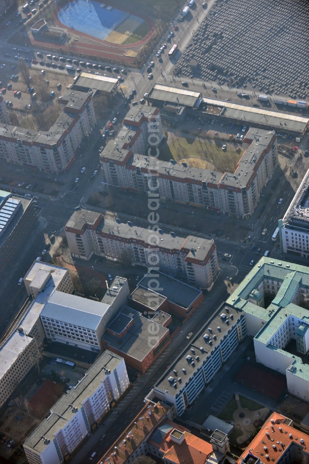 Aerial image Berlin Mitte - Plates construction multi-family buildings on Wilhelmstrasse in Mitte in Berlin