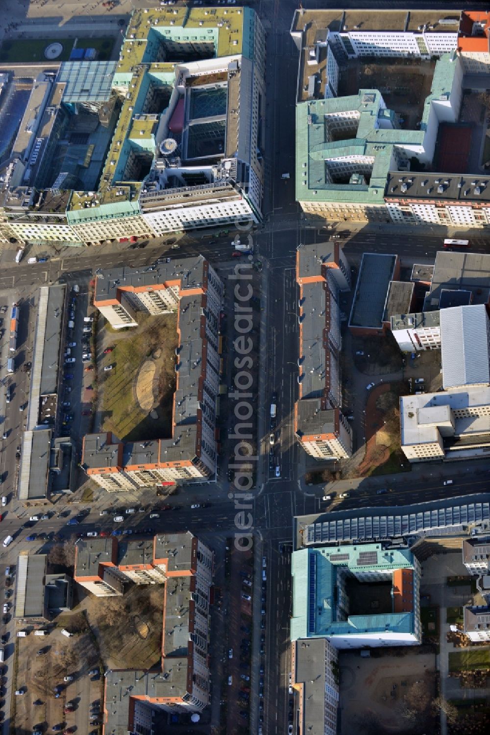 Berlin Mitte from the bird's eye view: Plates construction multi-family buildings on Wilhelmstrasse in Mitte in Berlin