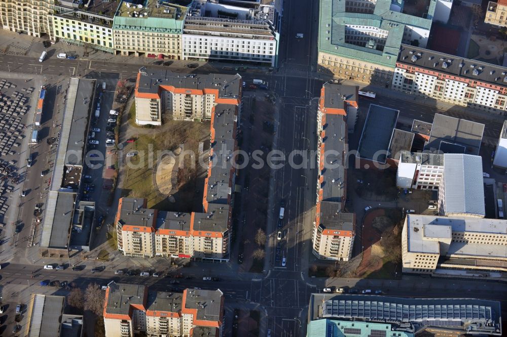 Aerial image Berlin Mitte - Plates construction multi-family buildings on Wilhelmstrasse in Mitte in Berlin