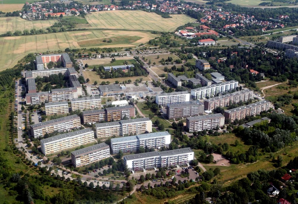 Halle / Saale from the bird's eye view: Panel construction - residential Heath North / Blumenau in Halle (Saale) in Saxony-Anhalt