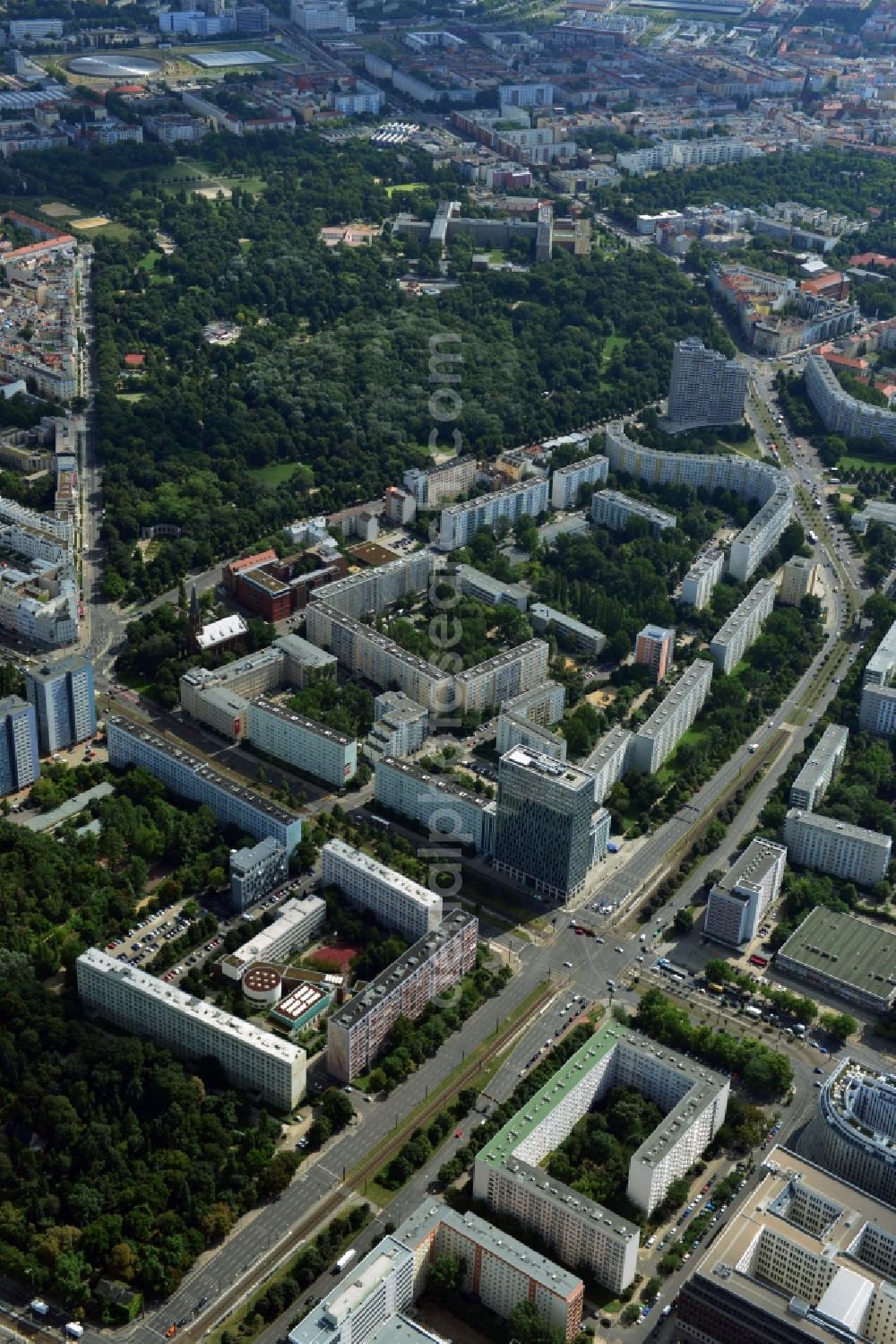 Aerial image Berlin Mitte - Residential panel at the Otto-Braun-Strasse in the Mitte district of Berlin