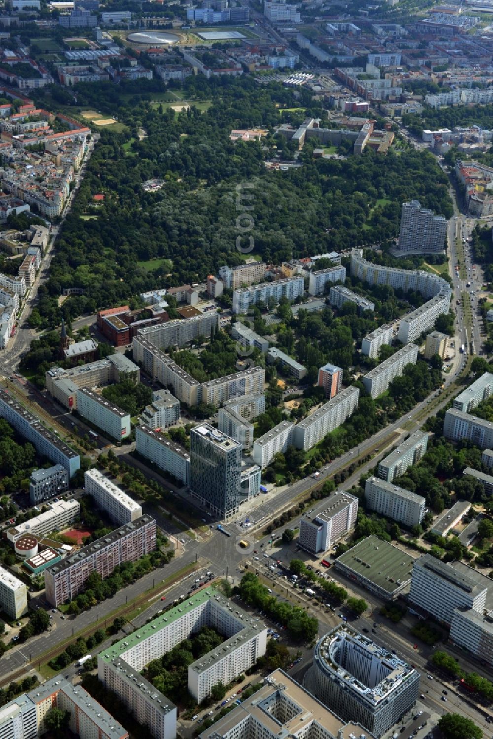 Aerial photograph Berlin Mitte - Residential panel at the Otto-Braun-Strasse in the Mitte district of Berlin