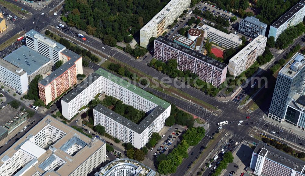 Berlin Mitte from the bird's eye view: Residential panel at the Otto-Braun-Strasse in the Mitte district of Berlin